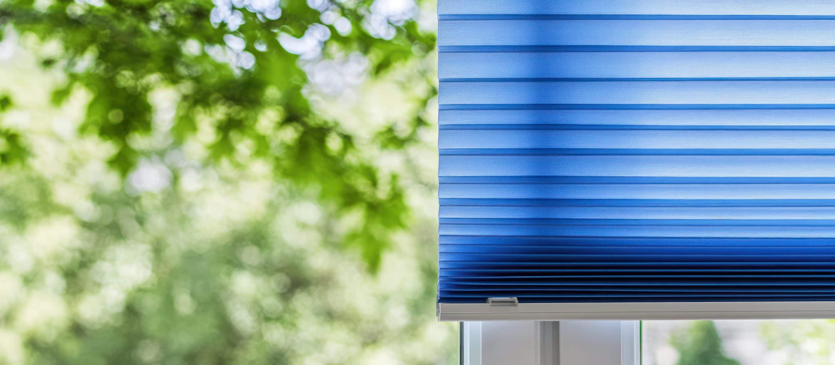 Blue Cellular Shades Up close